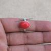 Handmade Oval Red Coral Ring, 925 Sterling Silver April Birthstone Ring