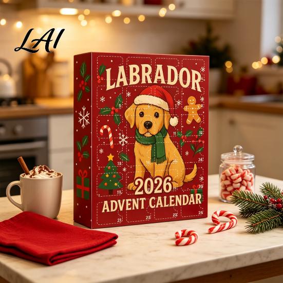 Christmas Tree Hanging Decor 2026 Labrador Advent Calendar 24 Days 2D Flat Acrylic Dog Ornaments Countdown Collectible Cute Festive Pendants