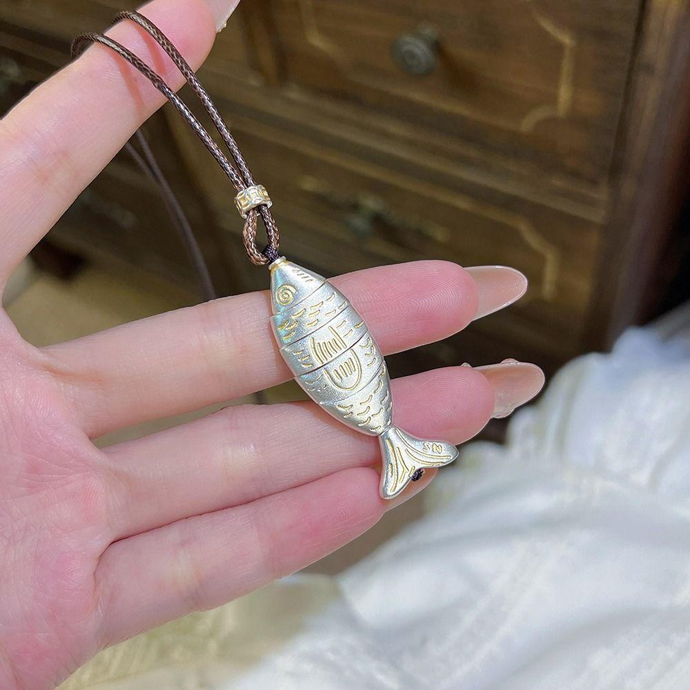 Verstellbare Fisch-Anhänger-Halskette Lederband Boho-Halskette Schmuckzubehör