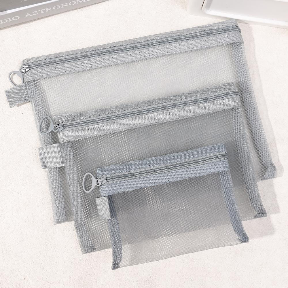 1/3pcs Mesh Transparent Cosmetic Bag Skin Care Storage Bag Handbag Portable Travel Wash Organizer Student Stationery Bag