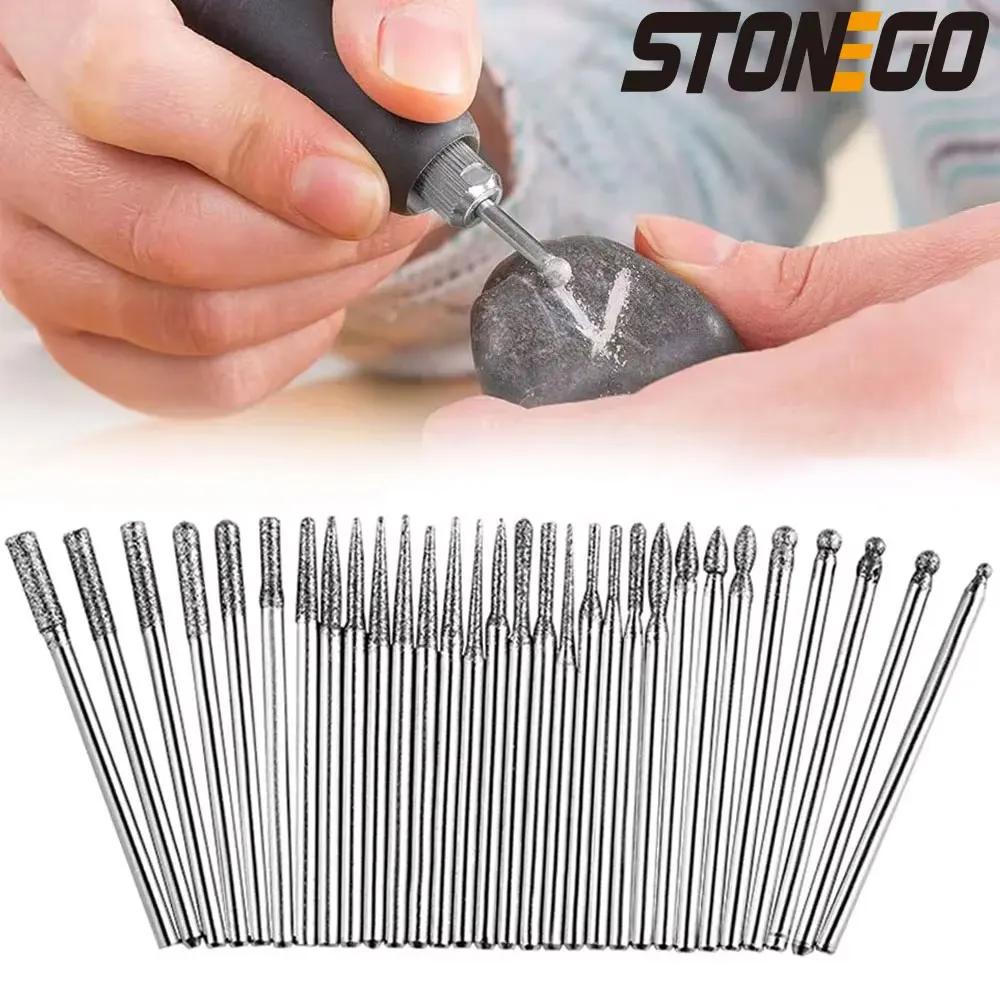 1 Set 6Pcs Diamond Grinding Burr Needle Point Engraving Carving Polishing for Glass Jade Stone Drill Bit Rotary Tool