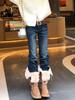 Jeans Rectos Ajustados Americanos Picantes para Adelgazar con Micro Campana para Mujer - Otoño/Invierno