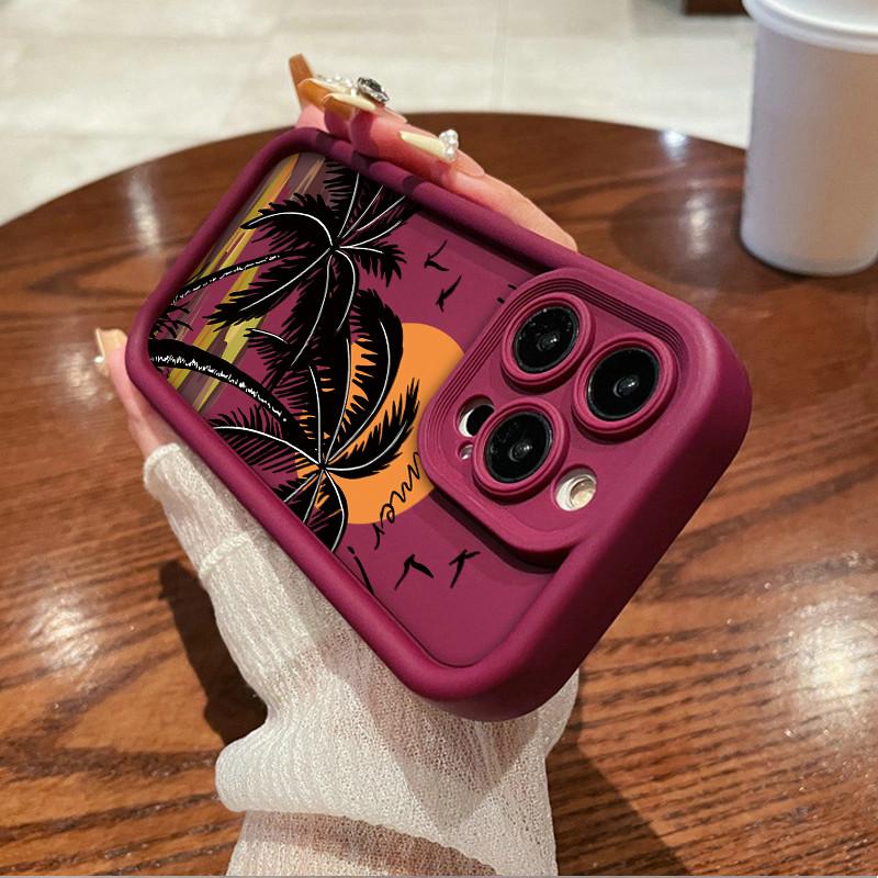 Hello Summer Coconut Tree Printed Fashion Case Flexible Soft Silicone TPU Shell Full Back Cover for iPhone Samsung