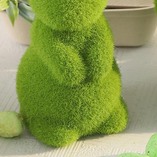 3Pcs Plant Ornament Realistic Touch Soft Flocked Moss Bunnies Figure UV Resistant Easter Christmas Wedding Decor