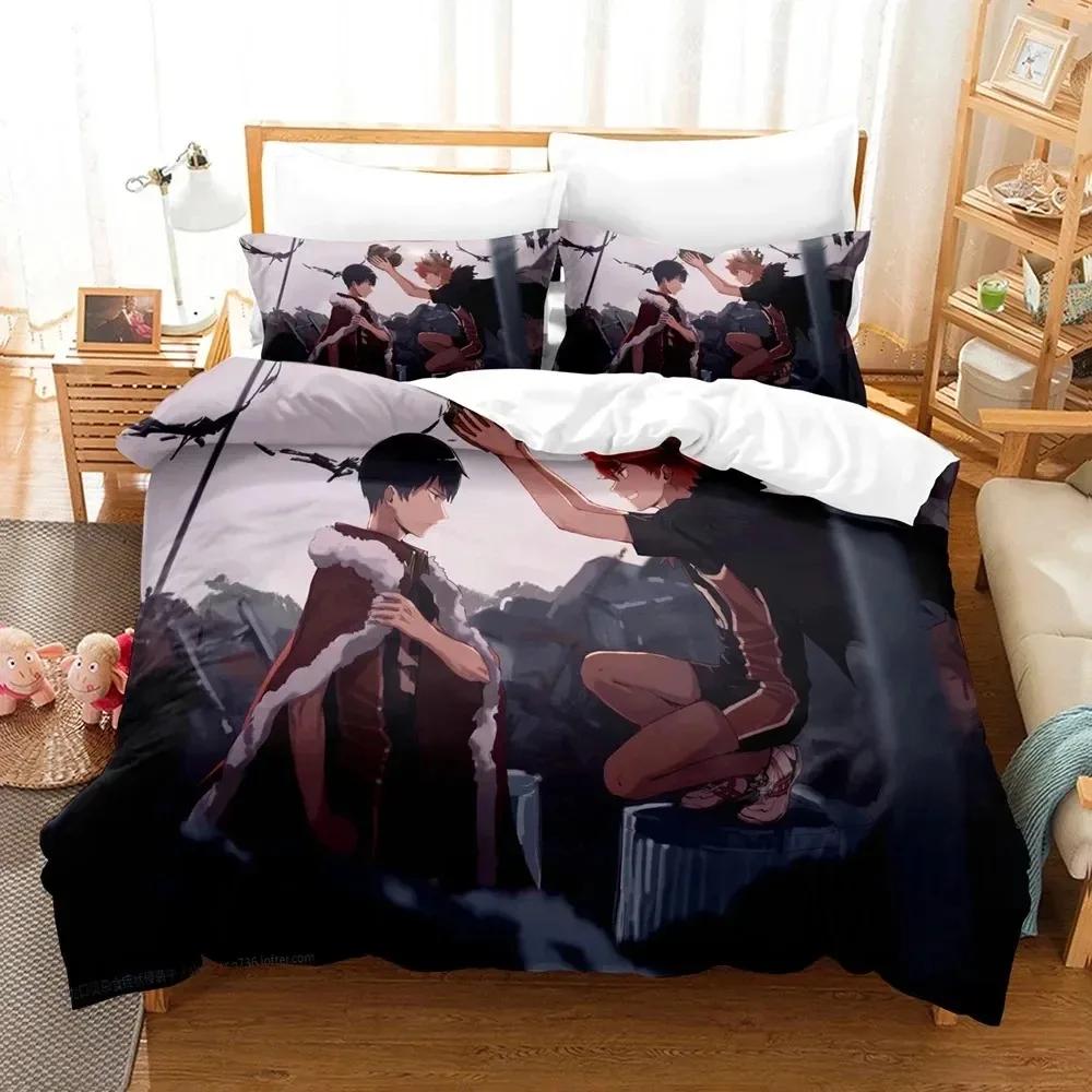 3D-tryck Haikyu Anime Sängkläder Set Pojkar Flickor Twin Queen King Size Påslakan Örngott Säng pojkar Vuxen Hemtextil