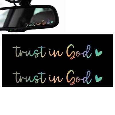 Car Rearview Glass Sticker 2 Pieces Trust In God Vehicles Window Decals Car Stickers Car Stickers And Decals Glass Accessories