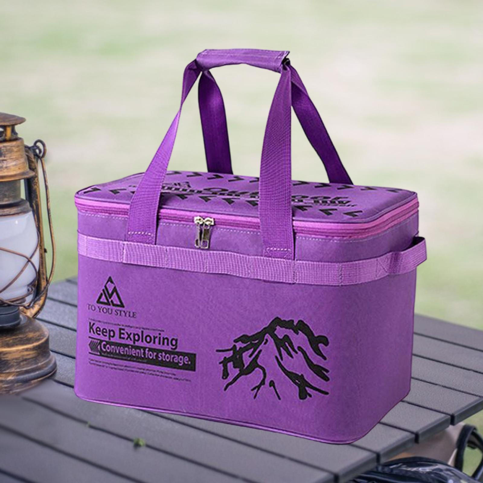 Кемпинговая сумка для хранения, переноски, перемещения, прочная, для уик-энда, рыбалки, упаковки фиолетовый