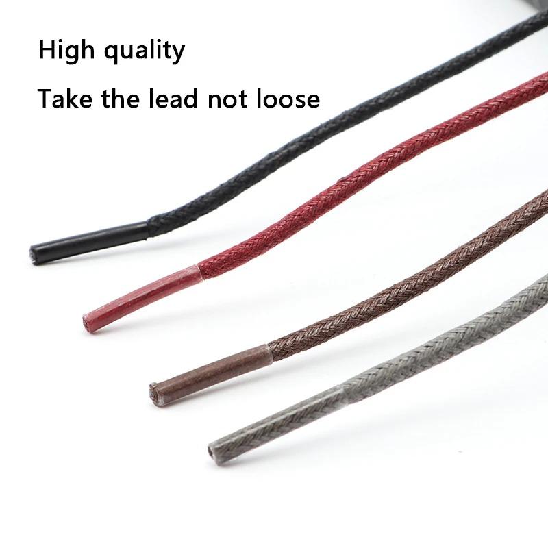 1Pair Cotton Waxed Shoelaces Men's Black Waxing Business Leather Shoelaces Boots Leather Boots Round Shoe Rope Linen Fine Laces
