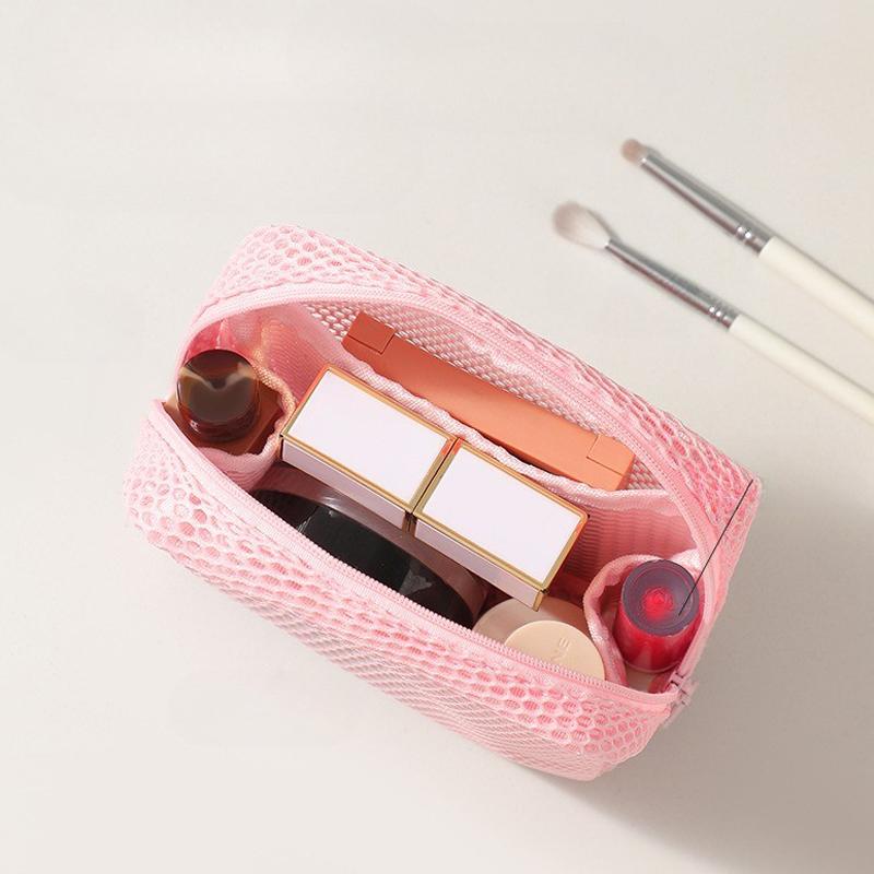 Quadratische Netz-Kosmetiktasche Tragbare Lippenstift-Kosmetik-Aufbewahrungstasche Mit Reißverschluss Mehrzweck-Kleinkram-Aufbewahrungstasche Niedriges Schülertäschchen