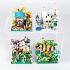 Four Season Micro Bricks Street View Sakura Windmill Building Blocks Fisherman's Cottage Tree Assemble Bricks Toys For Kids Boy