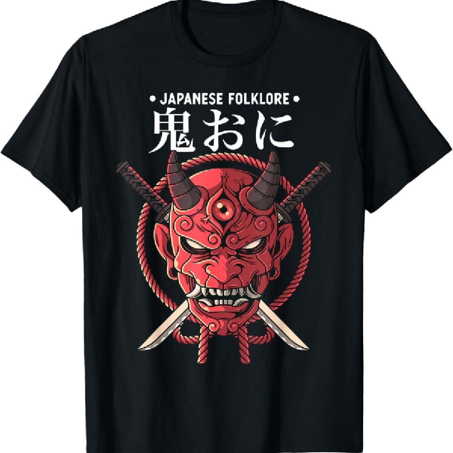 

Японский демон Они лицо череп дьявол Япония фольклор Харадзюку футболка XXXXXL чёрный