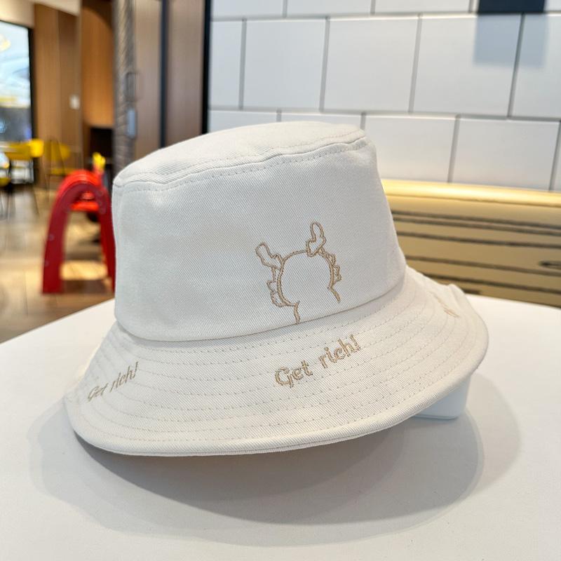 

Dragon Embroidered Summer Thin Sun Bucket Hat Fisherman Hat Adorable Womens білий