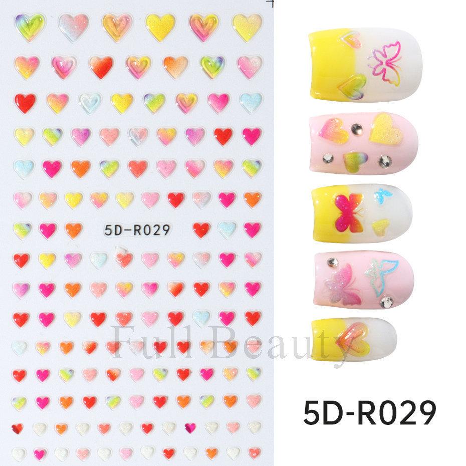 Nail Art Stickers Romantic Valentine's Day Mini Colorful Heart Embossed Three-dimensional Adhesive Nail Stickers