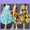 Cotton Printed Maxi Dress With Pleated Design For Elegant Women