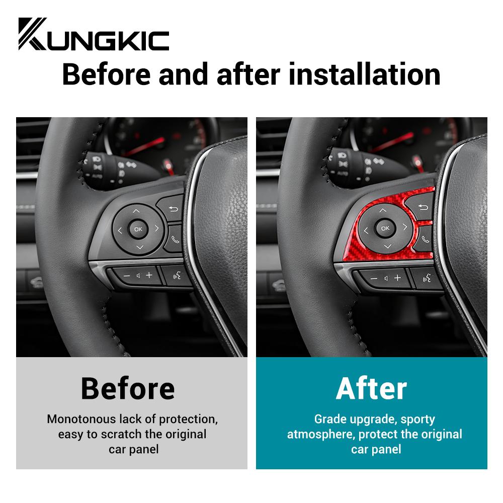 Real Soft Carbon Fiber Sticker For Toyota Camry 2018 2019 2020 2025 2025 For Avalon 2019-2025 LHD Car Steering Wheel Button Trim