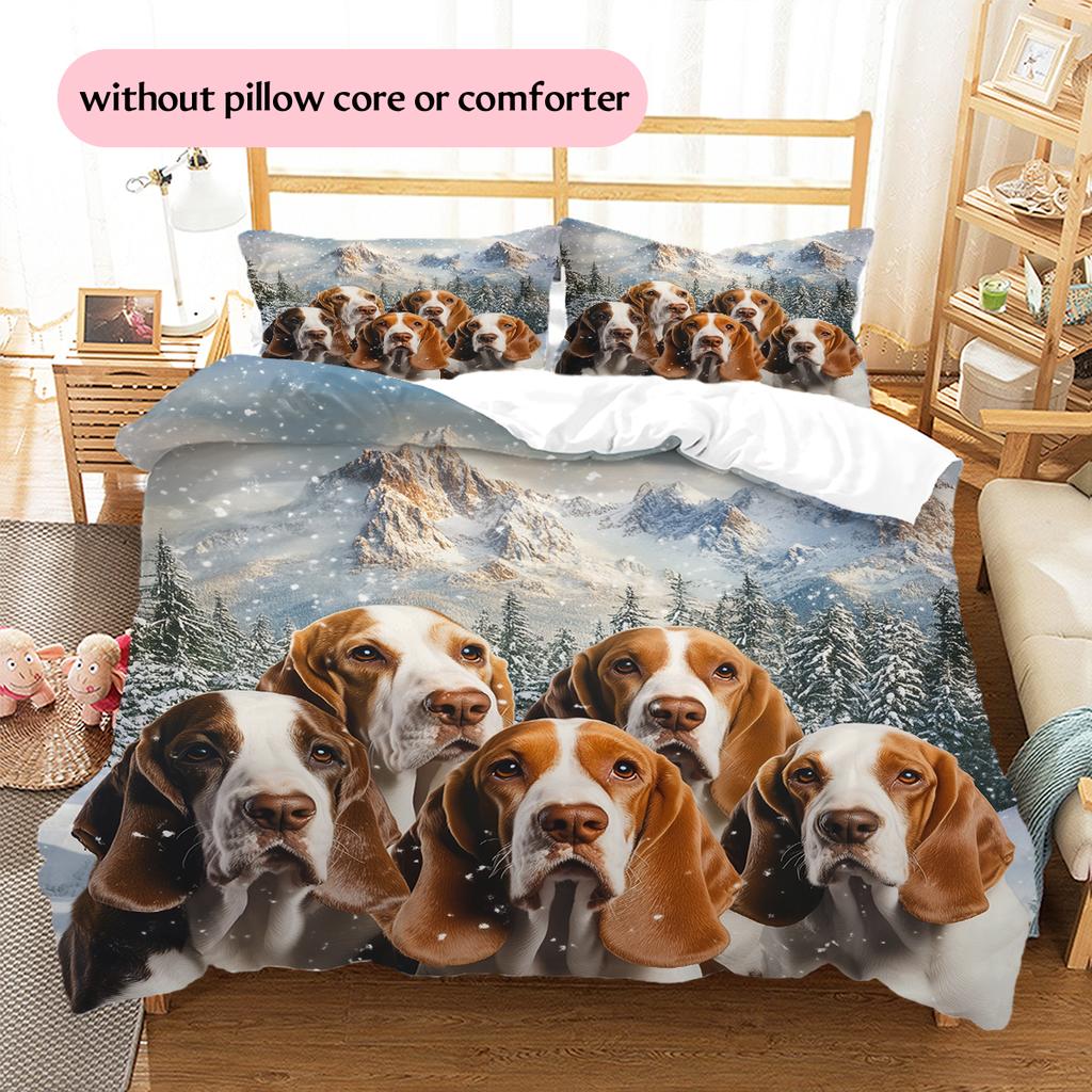 Basset Hound Pattern Bedding Home Decoration Birthday Gift (1 * Duvet Cover + 2 * Pillowcase, Without Core)