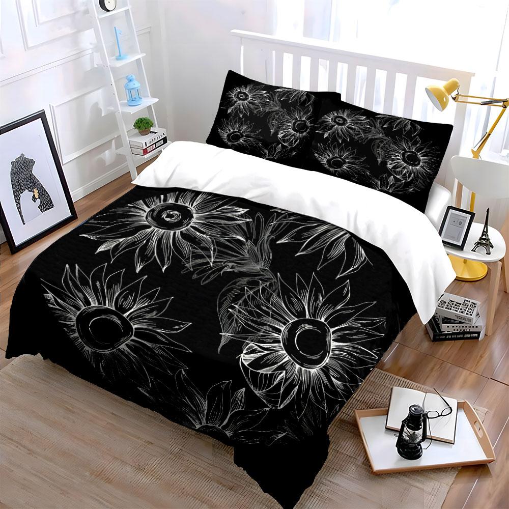 Sunflower Floral Decor Set Soft Comfortable Duvet Cover Bedding Set Included 1*Duvet Cover & 2*Pillowcases, Gift