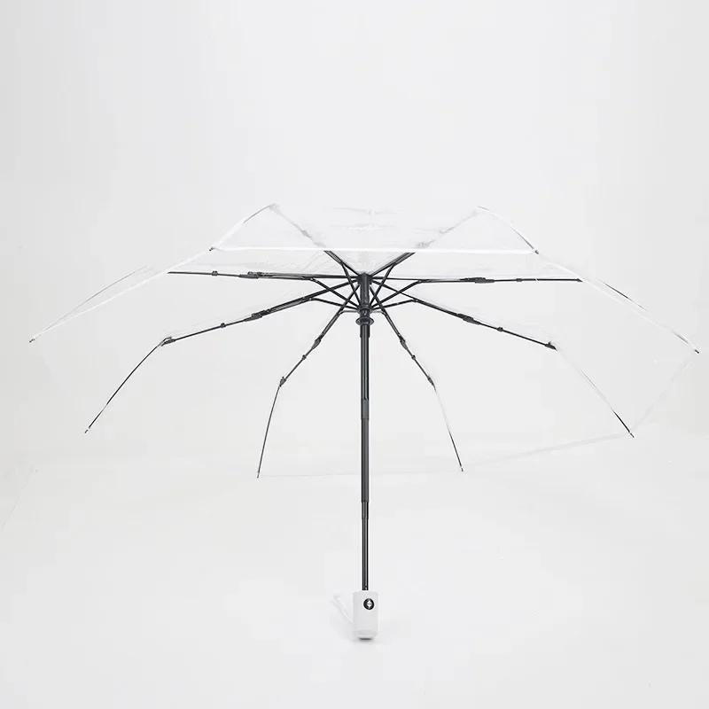 

Прозрачный складной автоматический зонт для мужчин, черный деловой зонт от дождя, летний женский солнцезащитный ветрозащитный зонтик белый