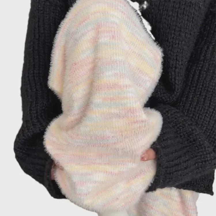 Women's Rainbow Glutinous Rice Pants - Spring/Winter 2024 High Waist, Loose Fit, High Waist, Plus Velvet, Wide Leg.