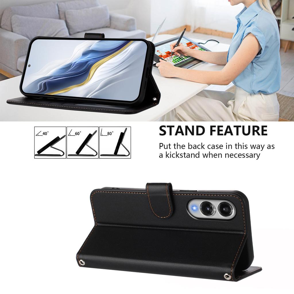 For Samsung Galaxy S25 Edge Leather Case Wallet Stand Phone Cover with Wrist Strap