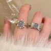Sea Blue Moonlight Gemstone Rings for Women Light Luxury Exquisite Flower Stacking Style Ring Fashion Wedding Jewelry Gift