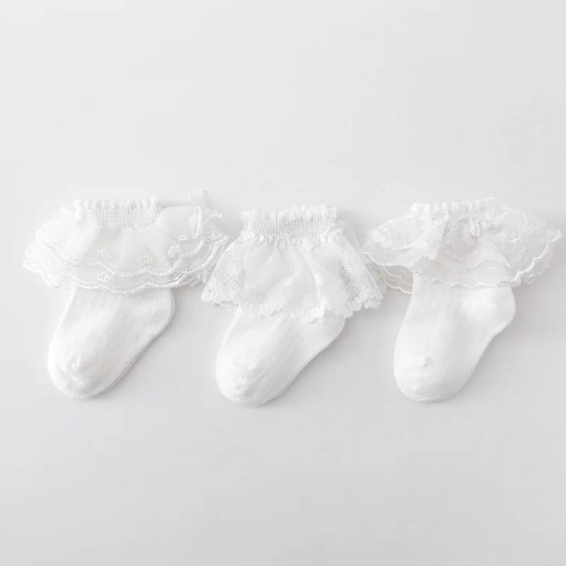 Lawadka 3 Paare/Set Neugeborene Baby Mädchen Socken Spitze Rüschen Sommer Dünne Kleinkind Kinder Socken Für Mädchen Weiß Prinzessin Kinder Socke