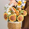 Sunflower Knitted Wool Bouquet In Handheld Basket - Birthday, Holiday, Teacher's Day, Graduation Gift