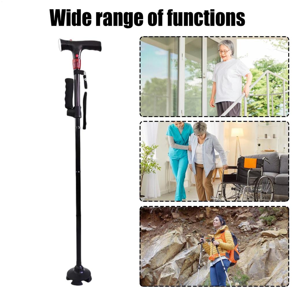 Telescopic Folding Cane Elder Cane with LED light anti-slip smart Walking Trusty Sticks Elder Crutches For Mothers Elder Fathers
