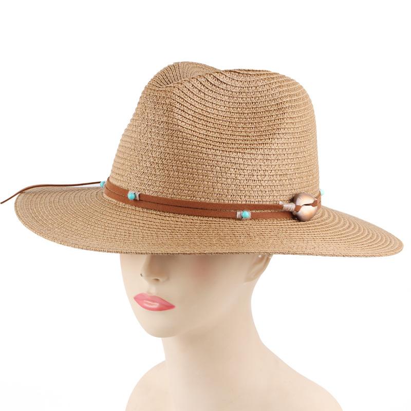 Spring and summer new women's beach hat fashion casual top hat outdoor shading sun hat flat edge straw hat