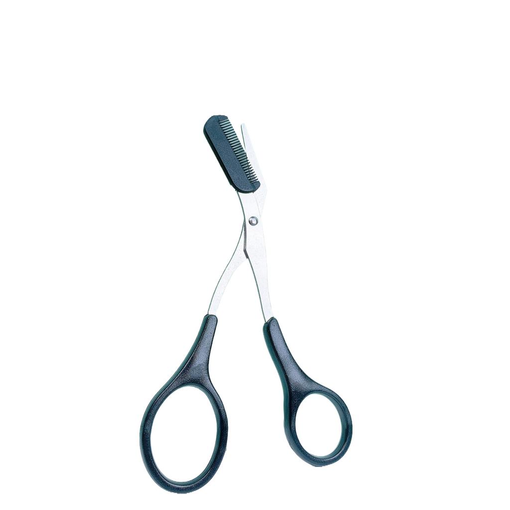 Pink Eyebrow Trimming Scissors with Built-in Comb - Stainless Steel, Precise Grooming Tool, Creating Perfect Eyebrows