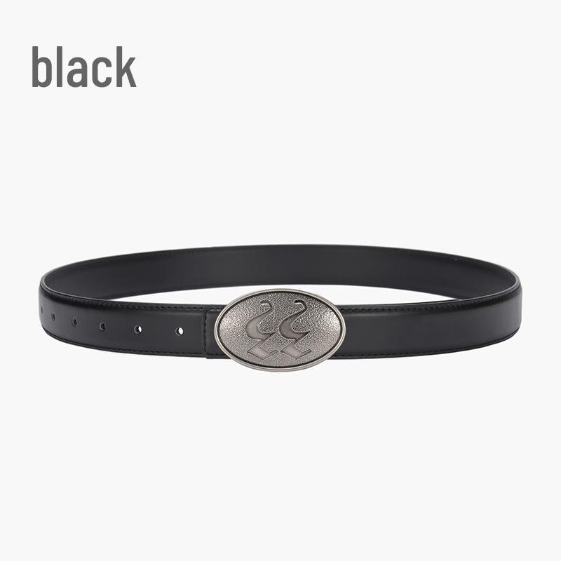 Korean Style Women's Antique Leather Belt with Oval Silver Buckle - Simple Cowhide Waist Belt for Ladies' Jeans and Shirts