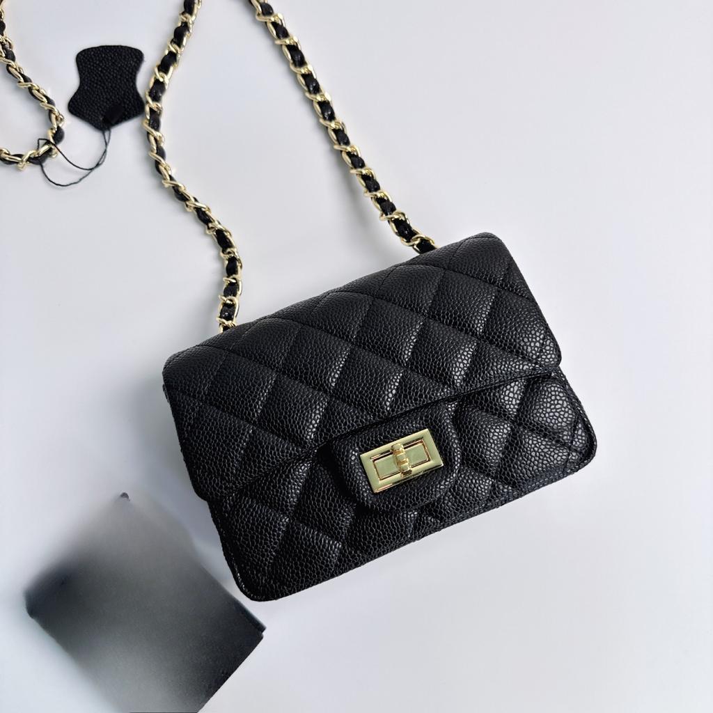 Leather Square Fatty Rhombus Chain Bag Mini Sheepskin One Shoulder Crossbody Small Square Bag Women's Versatile Mobile Phone Bag