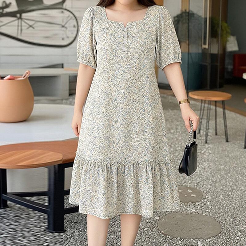 ZANZEA Women Casual Square Collar Summer Short Sleeve Floral Dress