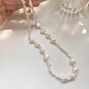 Long Court Style Bead Spaced Natural Special-shaped Baroque Pearl Necklace Trendy Sweater Chain