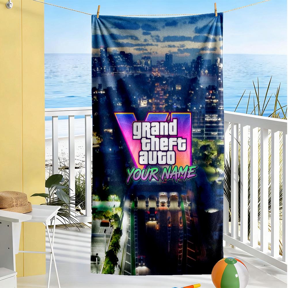 Gta Customized Name Beach Towel Quick-Dry Soft Microfiber Suitable for Sports Travel Swimming Yoga Bathroom Beach And Pool