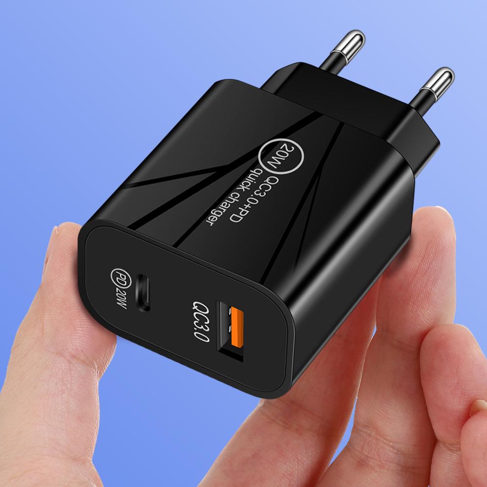 PD20W + QC3.0 Dual Fast Charger for Mobile Phones - US/EU/UK Specifications