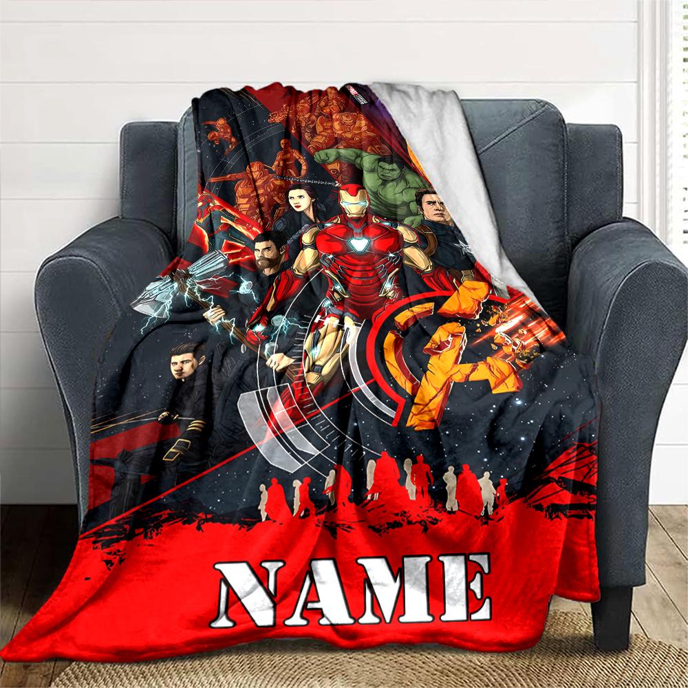 Customiz Name Personality The Avengers Blanket Soft &Warm Sofa Office Bed Travel Lunch Break Blanket, Gift Suitable All Seasons