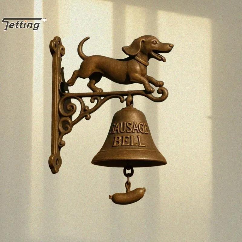 Metal Welcome Doorbell Vintage Halloween Wit-ch Dog Bell Interesting Hangable Manual Doorbell For Home Entrance Wall Mount Decor