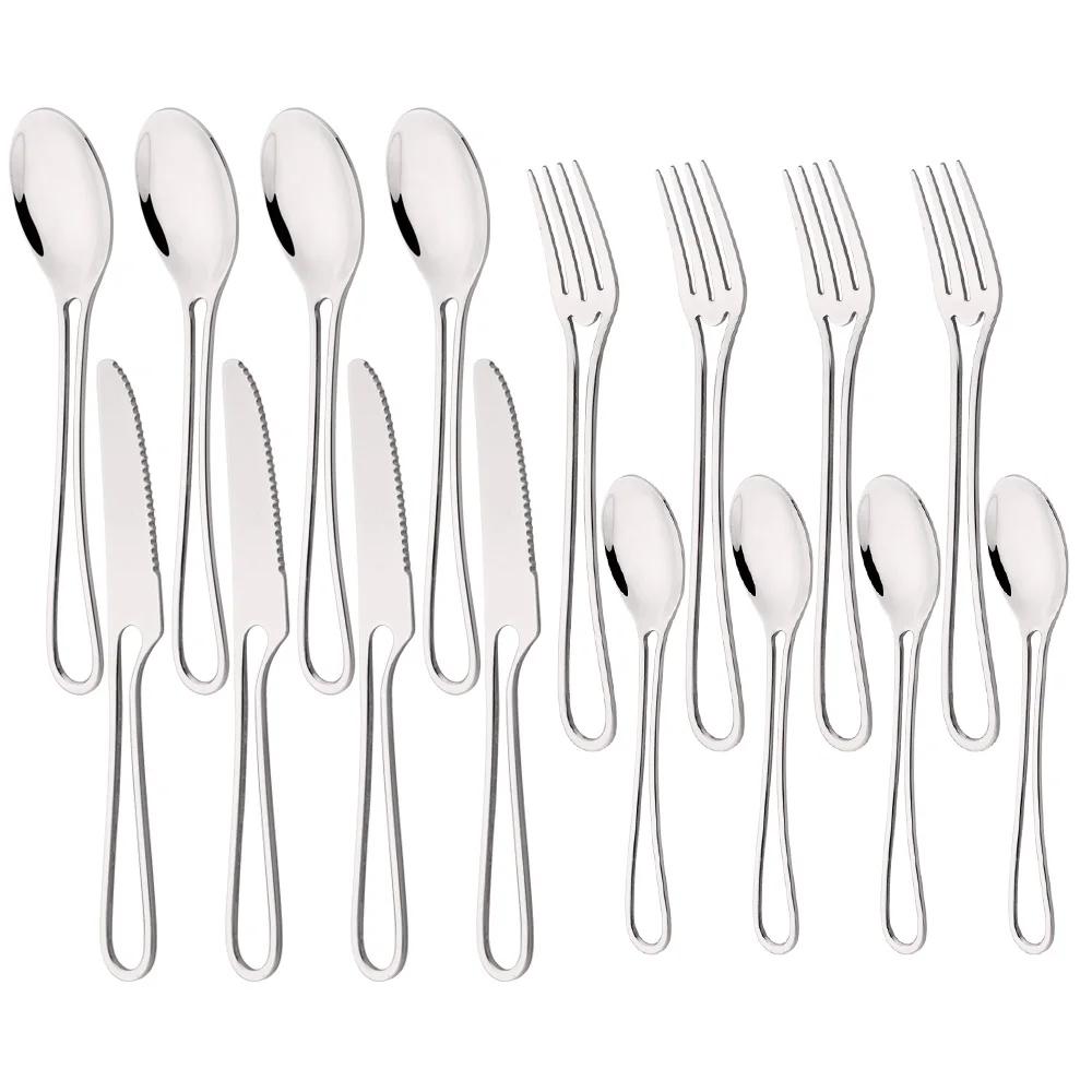 

Набор столовых приборов из 16 предметов, зеркально-золотой, ножи, вилки, ложки, столовые приборы, нержавеющая сталь, столовые приборы в западном стиле, кухонный набор столовых приборов серебряный