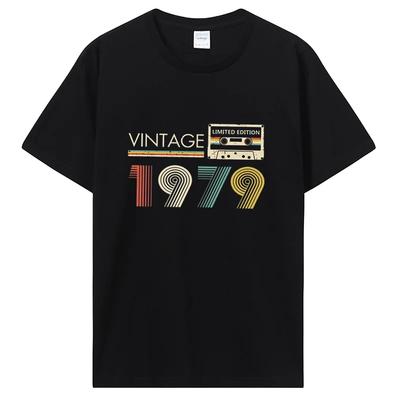 Vintage 1979 Edycja Limitowana Urodziny T-shirty Prezenty Bawełniane Letnie Koszulki Topy Unisex's Graficzne T-shirty Ubrania Oversized