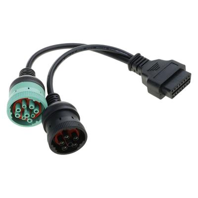 6pin 9pin To OBD2 16Pin Adapter OBD J1939 J1708 J1587 Split Y Cable for Truck Vehicles Diagnostic Adapter Cable