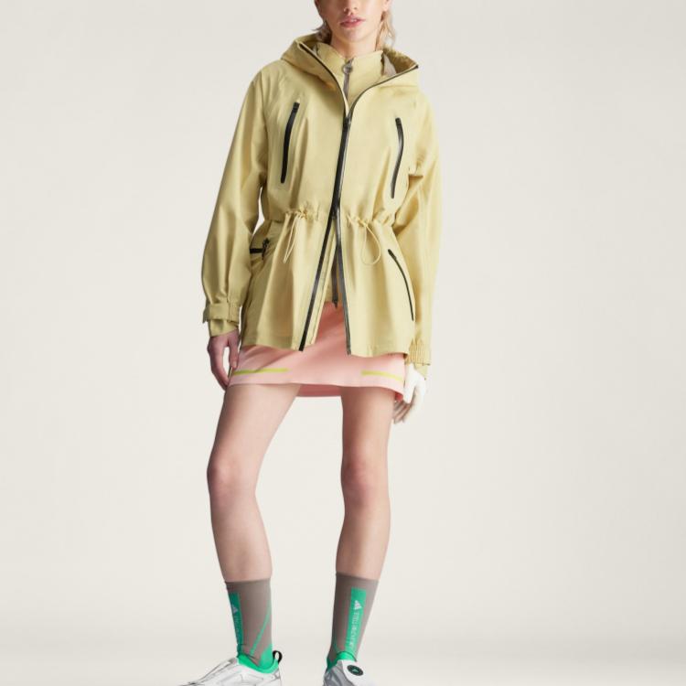 Adidas Solid Color Hooded Zip-Up Long Sleeve Jacket Women Jackets Light-Yellow JF6031