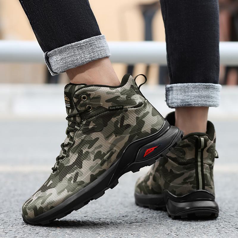 Men Winter Snow Boots Waterproof Leather Sneakers Super Warm Men's Boots Outdoor Male Hiking Boots Work Shoes