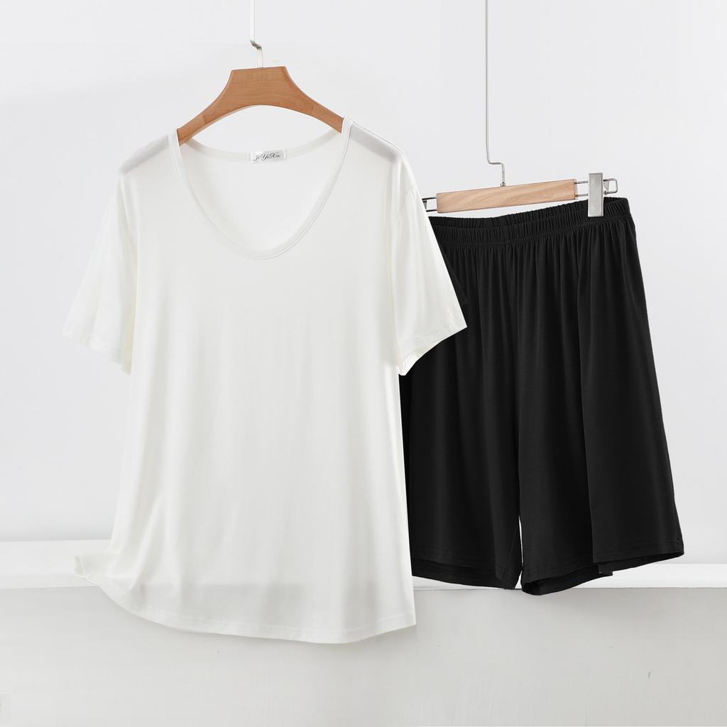 Women's Summer Short-Sleeve Suit: Modal T-Shirt & Slim Shorts Two-Piece Set - Casual, Sporty, Outdoor, or Loungewear