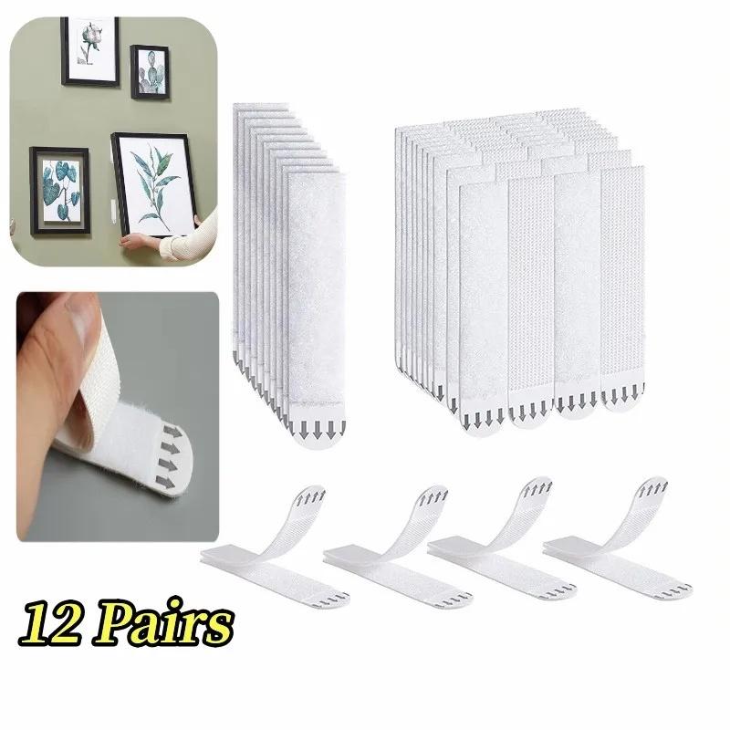 12 Pairs Tapes for Hanging Paintings Genuine Hanging Strips Medium Size for Drawings Without Damage Frame and Pattern