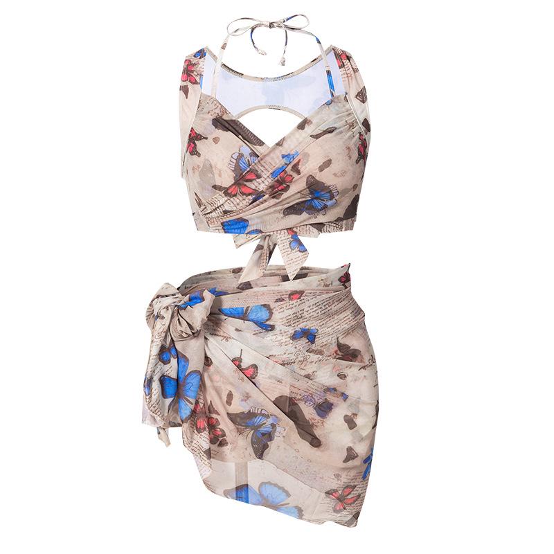 Women's 2025 Four-Piece Swimsuit Set: Long Sleeve Bikini & Maxi Dress for Seaside Vacations