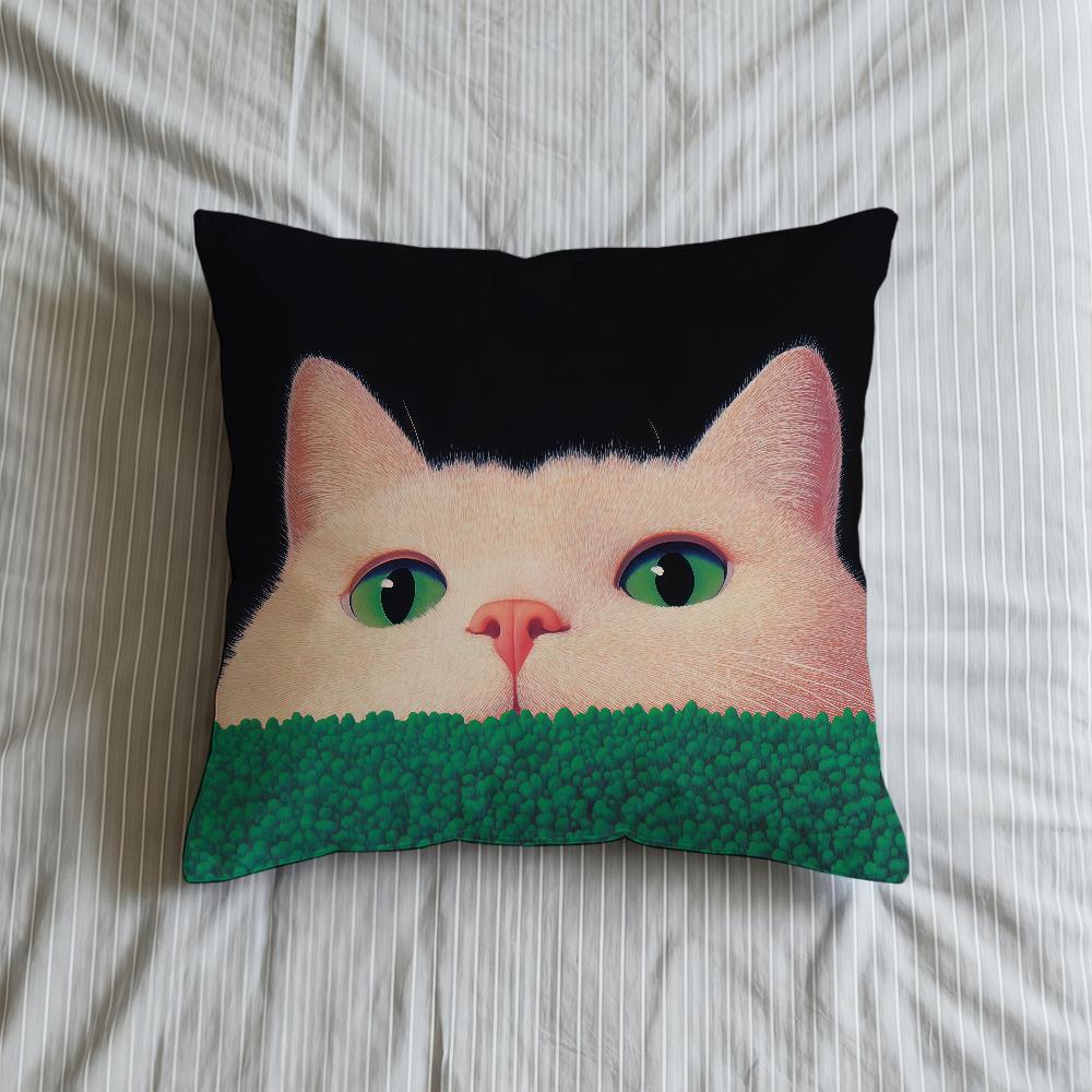 Kissenbezug Katze Weiche Hülle Für Cartoon Sofa Wohnzimmer Zuhause Bequem Büro Dekoration Schutzhülle Flauschiges Kissen Weiße Bezüge