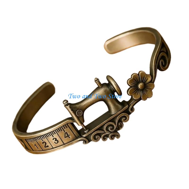 HX6F Elegant Sewing Machine Inspired Adjustable Bangle Bracelet Craft Of Sturdy Alloy For Women CN