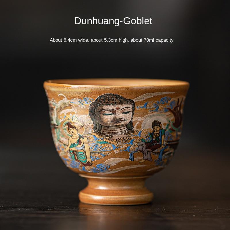 

Dunhuang Culture Master Cup Handmade Retro Goblet Personal Dedicated Tea Cup Household Ceramic Cup Tea Bowl 200ml