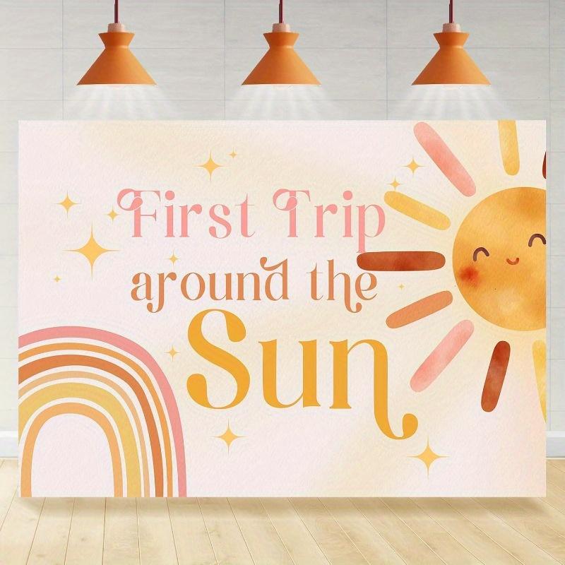 2D planar drawing, 1 piece of background fabric for the first journey around the sun - lively sun (as the picture,100x150cm)
